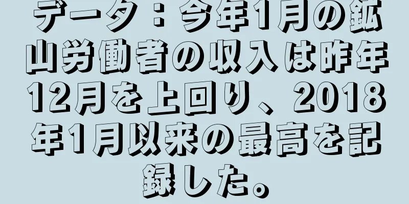 データ：今年1月の鉱山労働者の収入は昨年12月を上回り、2018年1月以来の最高を記録した。
