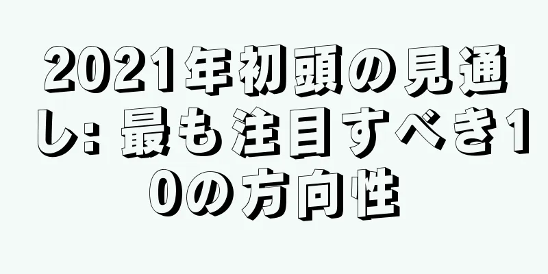 2021年初頭の見通し: 最も注目すべき10の方向性