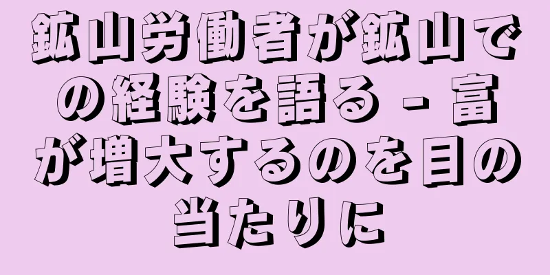 鉱山労働者が鉱山での経験を語る - 富が増大するのを目の当たりに