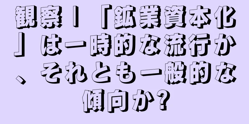 観察 | 「鉱業資本化」は一時的な流行か、それとも一般的な傾向か?