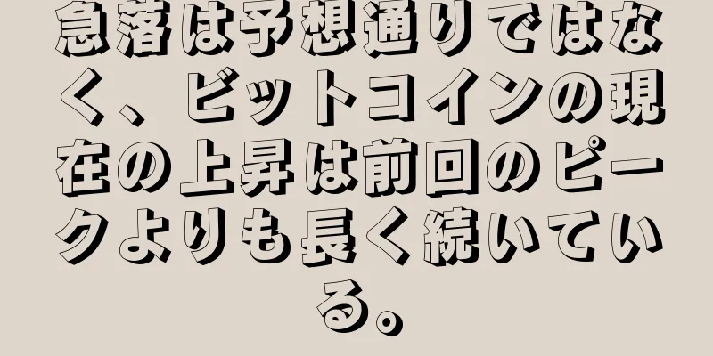 急落は予想通りではなく、ビットコインの現在の上昇は前回のピークよりも長く続いている。