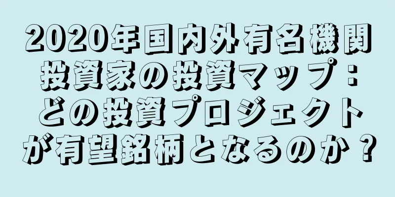 2020年国内外有名機関投資家の投資マップ：どの投資プロジェクトが有望銘柄となるのか？