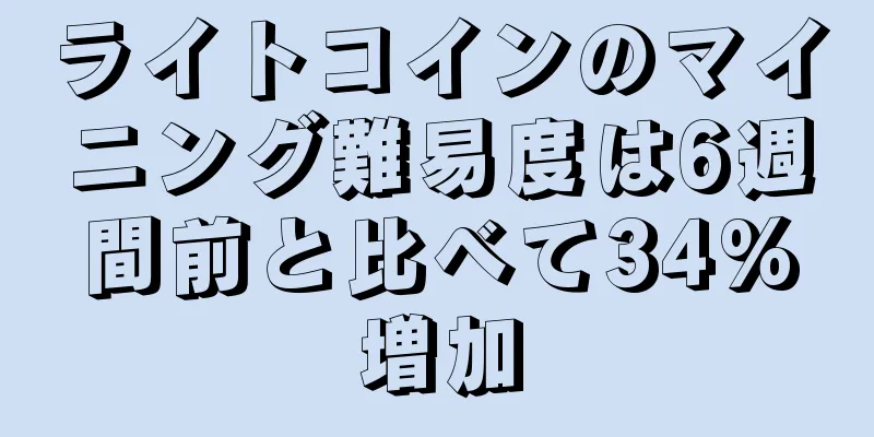 ライトコインのマイニング難易度は6週間前と比べて34%増加