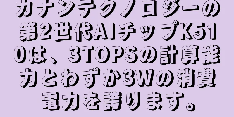 カナンテクノロジーの第2世代AIチップK510は、3TOPSの計算能力とわずか3Wの消費電力を誇ります。