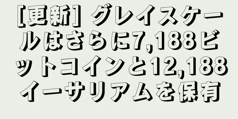 [更新] グレイスケールはさらに7,188ビットコインと12,188イーサリアムを保有