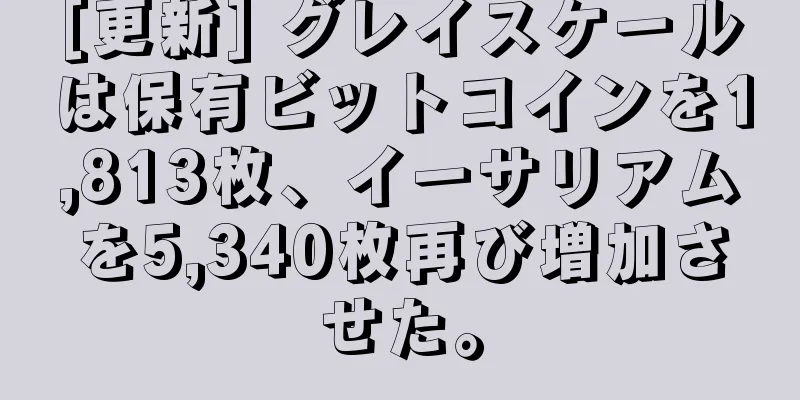 [更新] グレイスケールは保有ビットコインを1,813枚、イーサリアムを5,340枚再び増加させた。