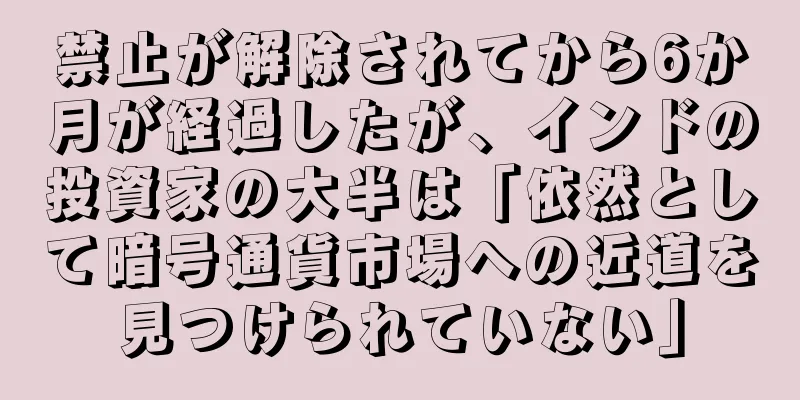 禁止が解除されてから6か月が経過したが、インドの投資家の大半は「依然として暗号通貨市場への近道を見つけられていない」
