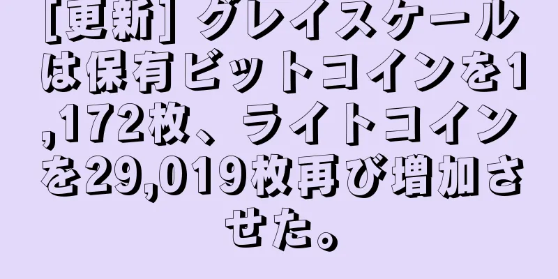 [更新] グレイスケールは保有ビットコインを1,172枚、ライトコインを29,019枚再び増加させた。