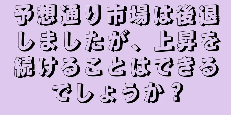 予想通り市場は後退しましたが、上昇を続けることはできるでしょうか？