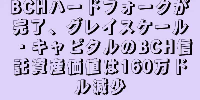 BCHハードフォークが完了、グレイスケール・キャピタルのBCH信託資産価値は160万ドル減少