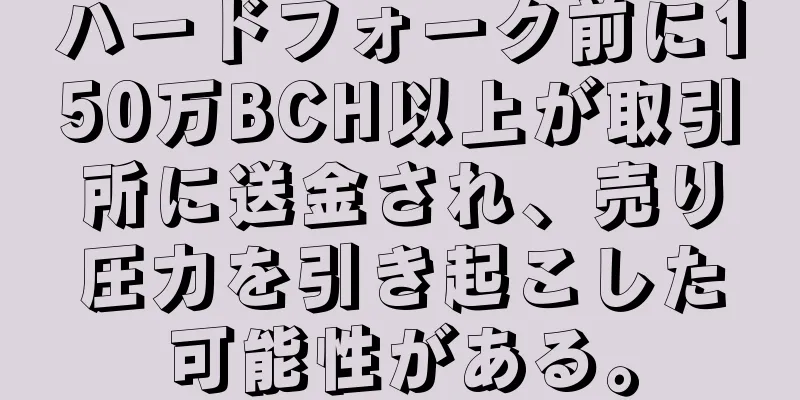 ハードフォーク前に150万BCH以上が取引所に送金され、売り圧力を引き起こした可能性がある。
