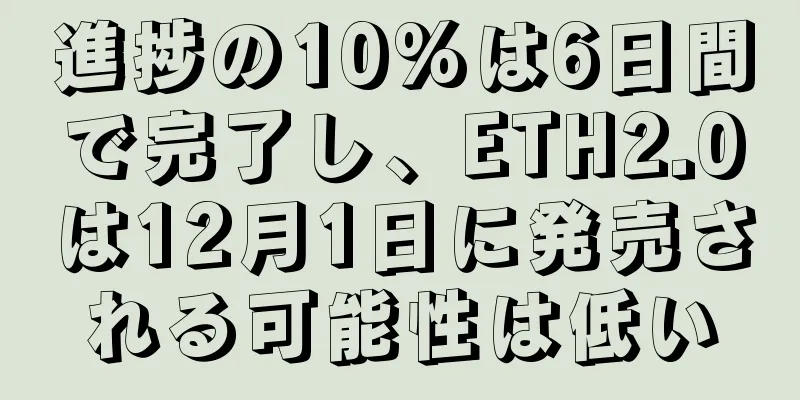 進捗の10%は6日間で完了し、ETH2.0は12月1日に発売される可能性は低い