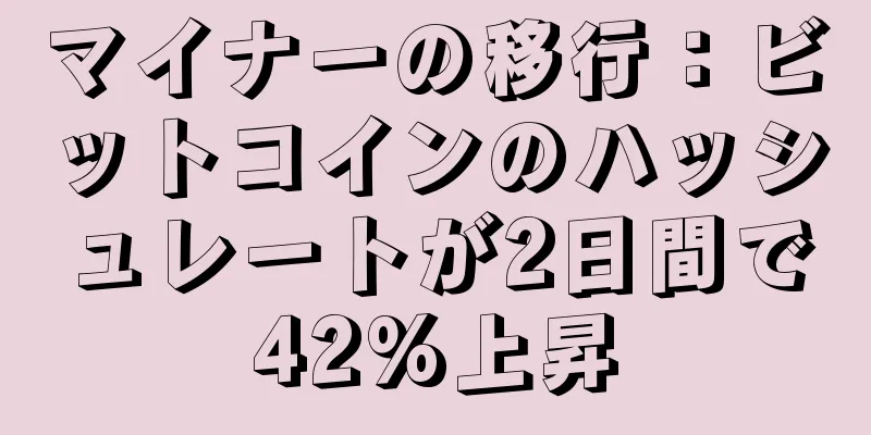 マイナーの移行：ビットコインのハッシュレートが2日間で42%上昇