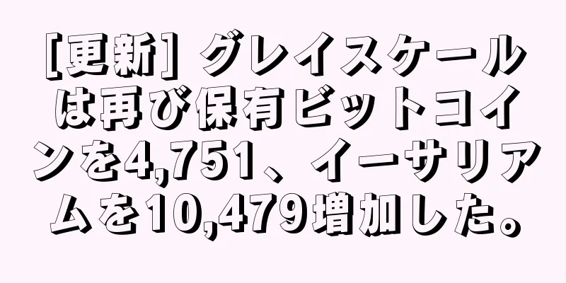 [更新] グレイスケールは再び保有ビットコインを4,751、イーサリアムを10,479増加した。