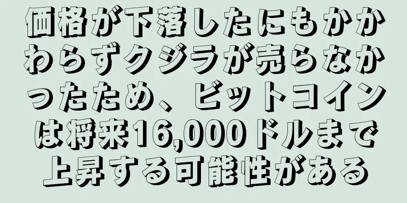 価格が下落したにもかかわらずクジラが売らなかったため、ビットコインは将来16,000ドルまで上昇する可能性がある