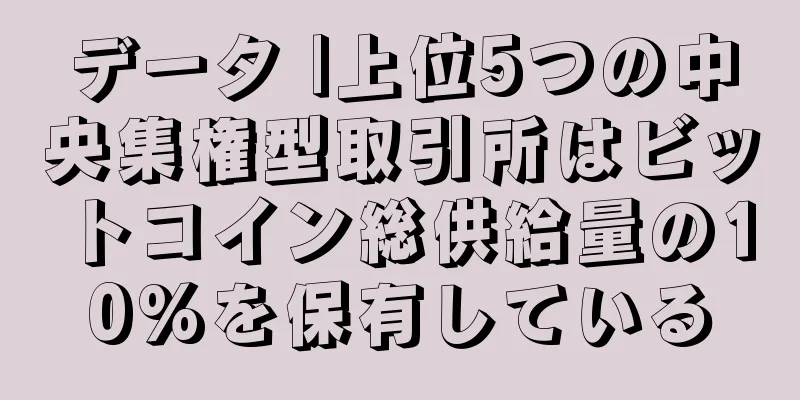 データ |上位5つの中央集権型取引所はビットコイン総供給量の10%を保有している