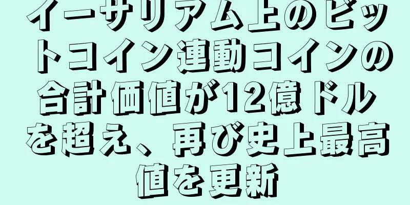 イーサリアム上のビットコイン連動コインの合計価値が12億ドルを超え、再び史上最高値を更新