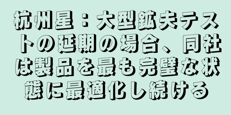 杭州星：大型鉱夫テストの延期の場合、同社は製品を最も完璧な状態に最適化し続ける