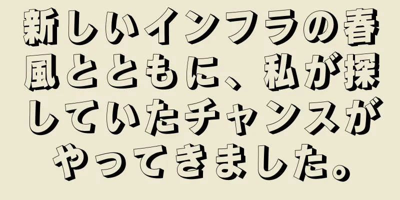新しいインフラの春風とともに、私が探していたチャンスがやってきました。