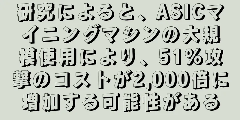 研究によると、ASICマイニングマシンの大規模使用により、51%攻撃のコストが2,000倍に増加する可能性がある