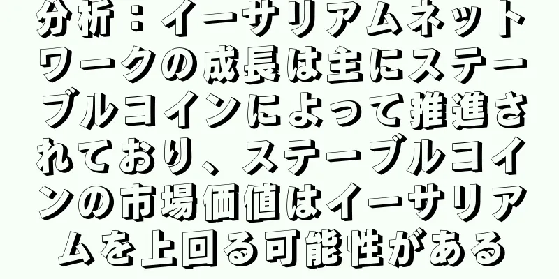 分析：イーサリアムネットワークの成長は主にステーブルコインによって推進されており、ステーブルコインの市場価値はイーサリアムを上回る可能性がある