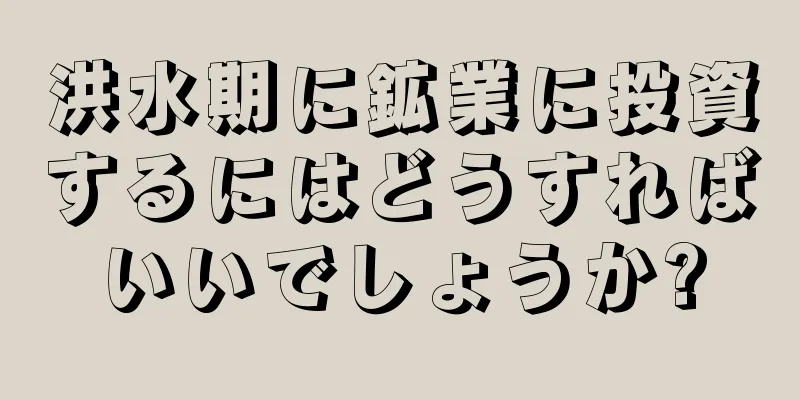 洪水期に鉱業に投資するにはどうすればいいでしょうか?