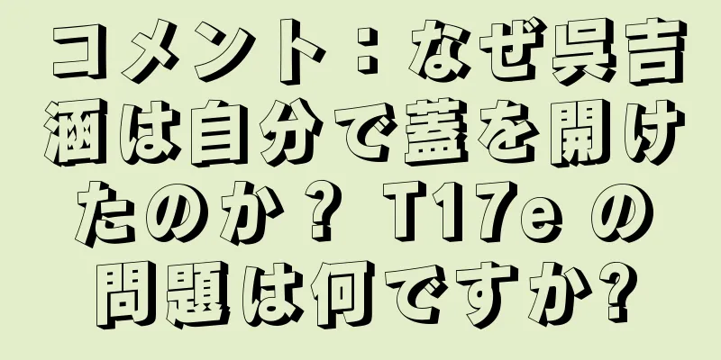 コメント：なぜ呉吉涵は自分で蓋を開けたのか？ T17e の問題は何ですか?