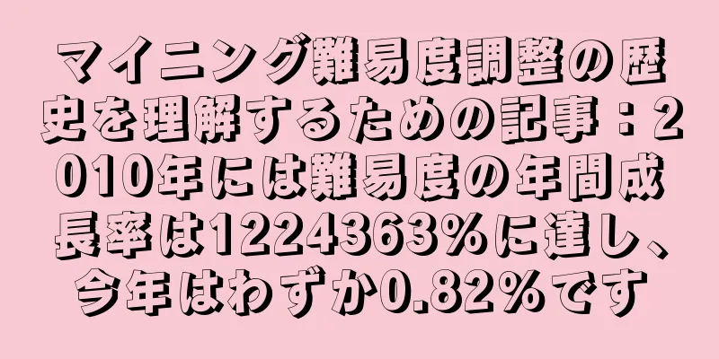 マイニング難易度調整の歴史を理解するための記事：2010年には難易度の年間成長率は1224363％に達し、今年はわずか0.82％です