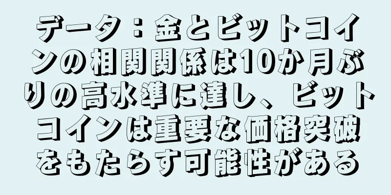 データ：金とビットコインの相関関係は10か月ぶりの高水準に達し、ビットコインは重要な価格突破をもたらす可能性がある