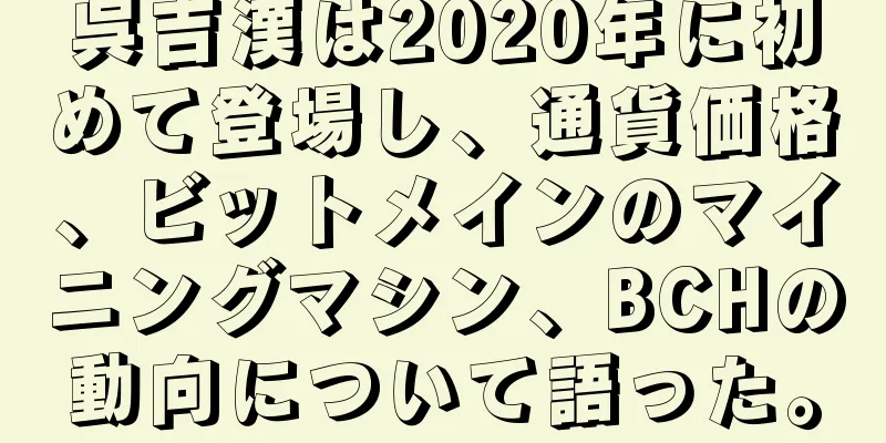 呉吉漢は2020年に初めて登場し、通貨価格、ビットメインのマイニングマシン、BCHの動向について語った。