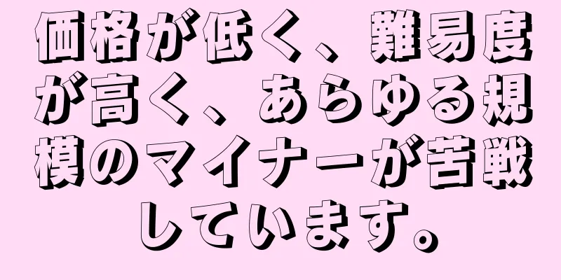 価格が低く、難易度が高く、あらゆる規模のマイナーが苦戦しています。