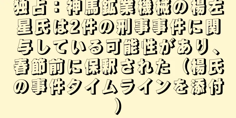 独占：神馬鉱業機械の楊左星氏は2件の刑事事件に関与している可能性があり、春節前に保釈された（楊氏の事件タイムラインを添付）