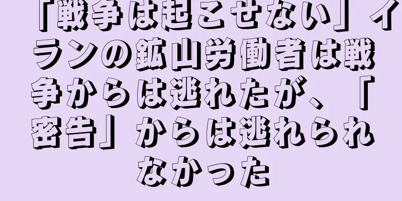 「戦争は起こせない」イランの鉱山労働者は戦争からは逃れたが、「密告」からは逃れられなかった