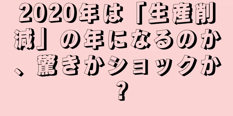 2020年は「生産削減」の年になるのか、驚きかショックか？