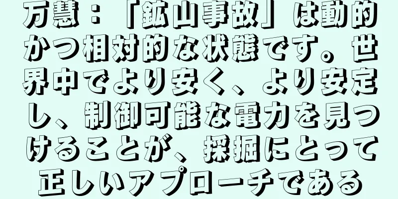 万慧：「鉱山事故」は動的かつ相対的な状態です。世界中でより安く、より安定し、制御可能な電力を見つけることが、採掘にとって正しいアプローチである
