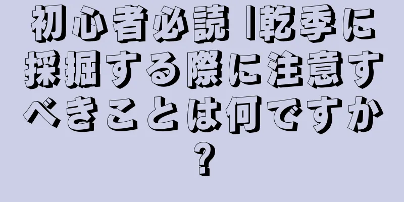 初心者必読 |乾季に採掘する際に注意すべきことは何ですか?