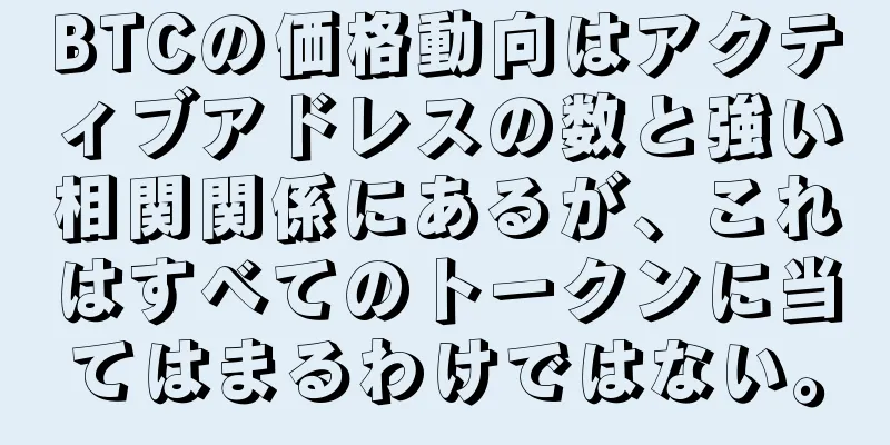 BTCの価格動向はアクティブアドレスの数と強い相関関係にあるが、これはすべてのトークンに当てはまるわけではない。