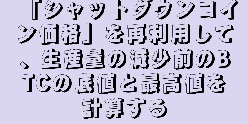 「シャットダウンコイン価格」を再利用して、生産量の減少前のBTCの底値と最高値を計算する