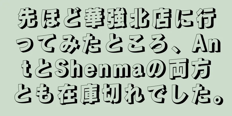先ほど華強北店に行ってみたところ、AntとShenmaの両方とも在庫切れでした。