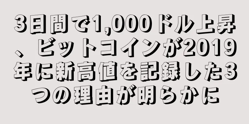 3日間で1,000ドル上昇、ビットコインが2019年に新高値を記録した3つの理由が明らかに