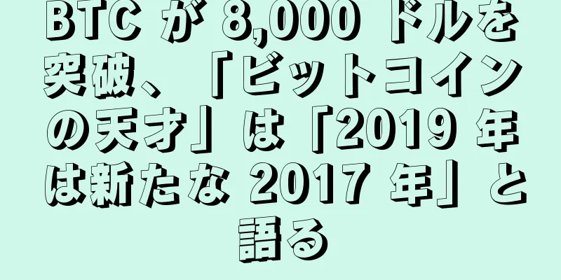 BTC が 8,000 ドルを突破、「ビットコインの天才」は「2019 年は新たな 2017 年」と語る