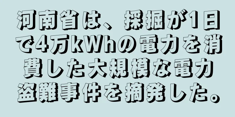 河南省は、採掘が1日で4万kWhの電力を消費した大規模な電力盗難事件を摘発した。