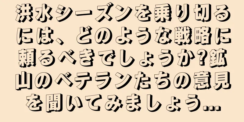 洪水シーズンを乗り切るには、どのような戦略に頼るべきでしょうか?鉱山のベテランたちの意見を聞いてみましょう...