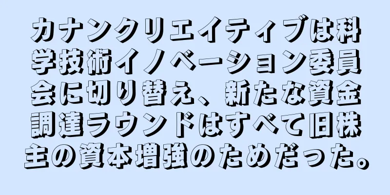 カナンクリエイティブは科学技術イノベーション委員会に切り替え、新たな資金調達ラウンドはすべて旧株主の資本増強のためだった。