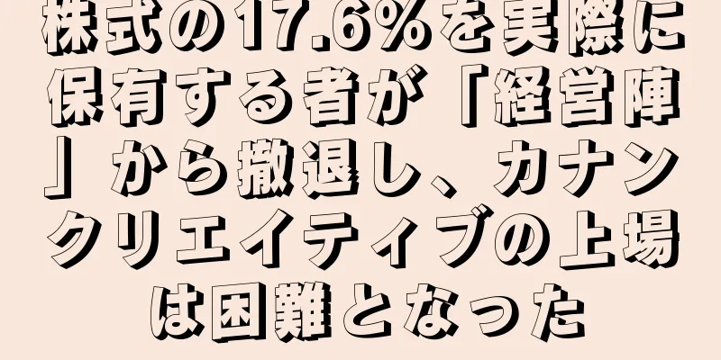 株式の17.6％を実際に保有する者が「経営陣」から撤退し、カナンクリエイティブの上場は困難となった