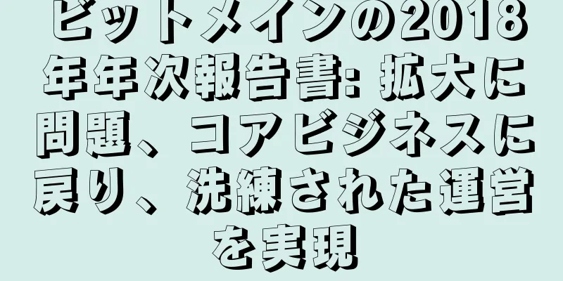 ビットメインの2018年年次報告書: 拡大に問題、コアビジネスに戻り、洗練された運営を実現