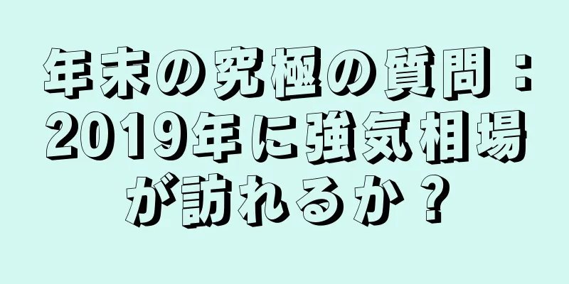 年末の究極の質問：2019年に強気相場が訪れるか？