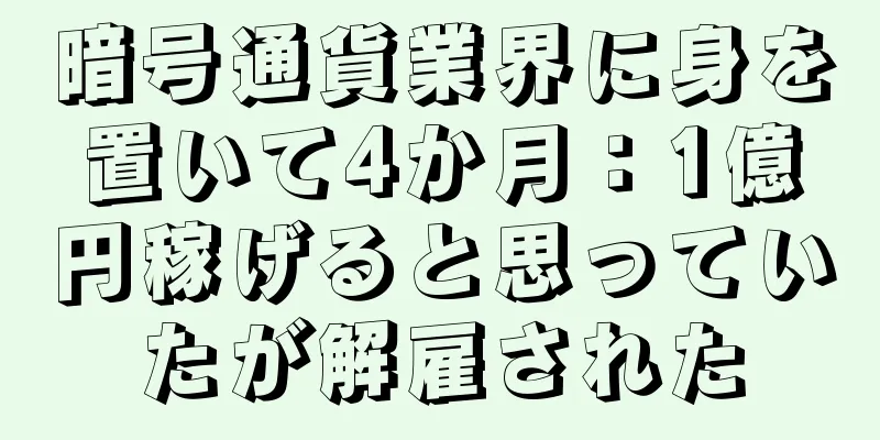 暗号通貨業界に身を置いて4か月：1億円稼げると思っていたが解雇された