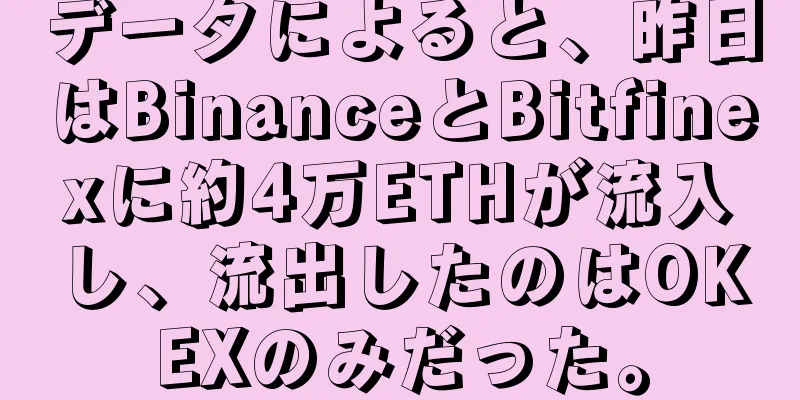 データによると、昨日はBinanceとBitfinexに約4万ETHが流入し、流出したのはOKEXのみだった。