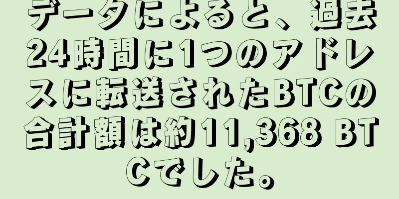 データによると、過去24時間に1つのアドレスに転送されたBTCの合計額は約11,368 BTCでした。